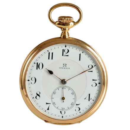  Omega Taschenuhr Pocket watch open face rose gold 14KT Very Rare 