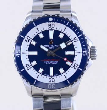 Breitling Superocean II 42 42mm Automatic Stahl Blue Diver Stahlband Top B+P