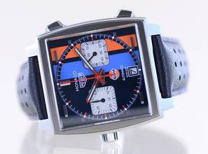 Thumbnail von TAG Heuer Monaco Steve McQueen Gulf Special Edition Saphir blue Dial B+P rar