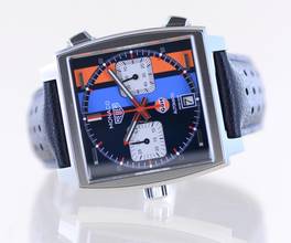Thumbnail von TAG Heuer Monaco Steve McQueen Gulf Special Edition Saphir blue Dial B+P rar