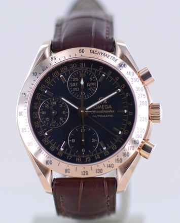  Omega Speedmaster Day Date Automatic Day-Date Chronograph Black Dial 18K Gold Triple Date rar 