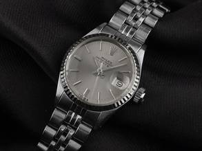 Thumbnail von Rolex Oyster Perpetual Lady Date Ref.6517 1969 Box&Beschreibung sehr gut Vintage Oyster Perpetual Date open 6/9 Stahl 18kt Weißgold