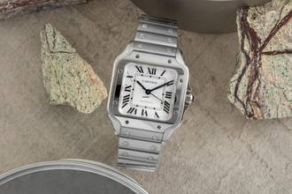 Thumbnail von Cartier Santos Medium Automatik Edelstahl Herrenuhr Ref. WSSA0029 Box & Papiere