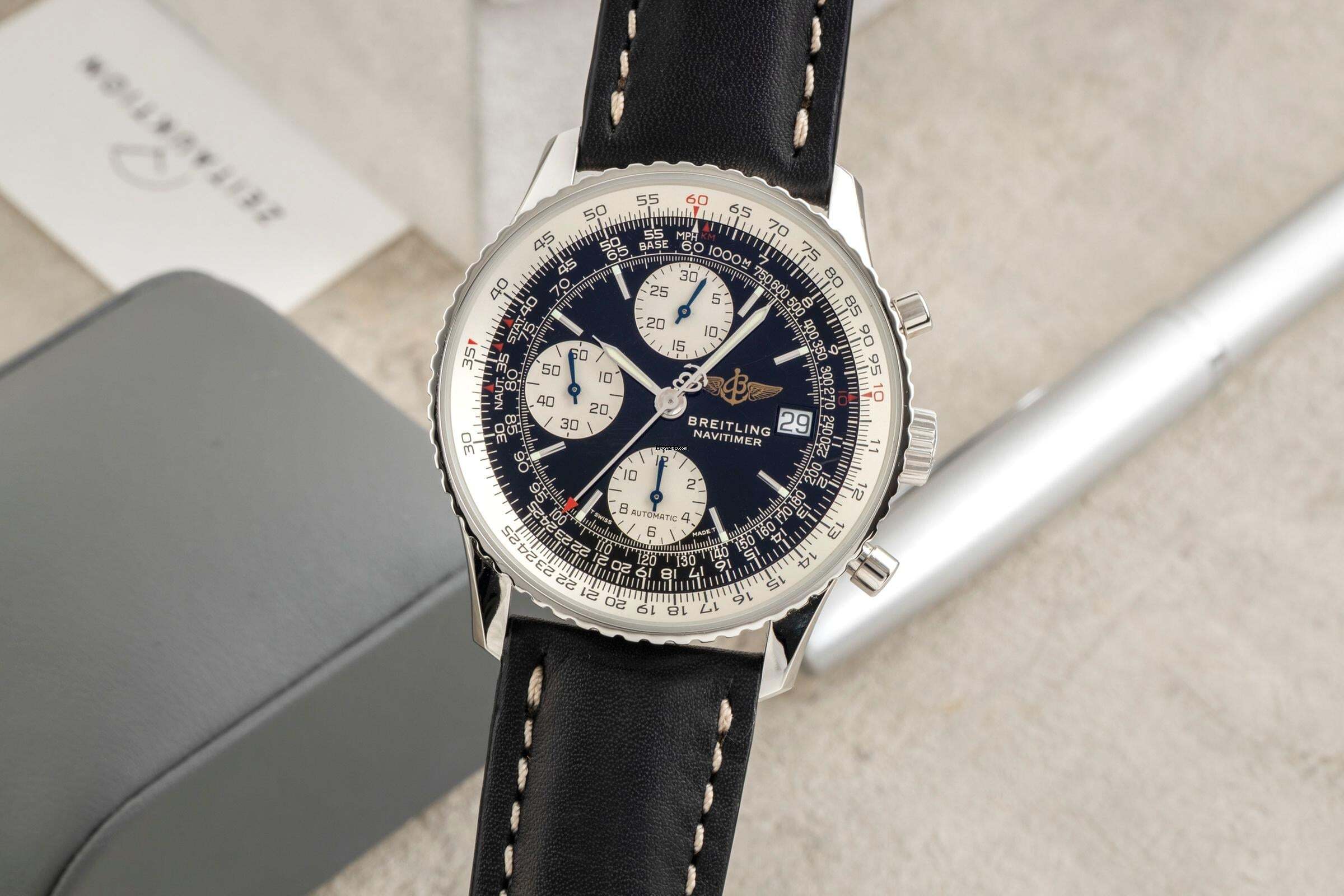 Breitling Old Navitimer Chronograph Edelstahl Automatik Ref. A13322 B&P 1999
