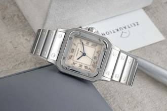 Thumbnail von Cartier Santos Edelstahl Silver Dial Quarz Herrenuhr Ref. W20025D6 Klassiker