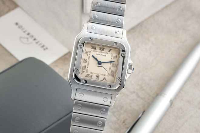  Cartier Santos Edelstahl Silver Dial Quarz Herrenuhr Ref. W20025D6 Klassiker 