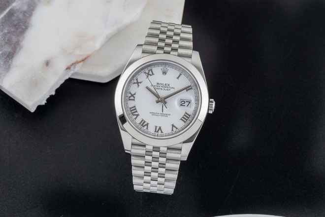  Rolex Datejust 41 Roman Dial Edelstahl Automatik Herrenuhr Ref. 126300 B&P 2023 