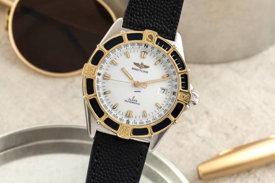  Breitling J-Class Stahl Gold White Dial Automatik Herrenuhr Ref. 80250 Klassiker 