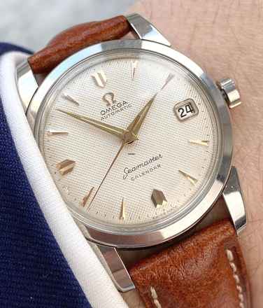  Omega Seamaster Serviced Seamaster Calendar Automatic Vintage Rare Honeycomb Dial Fat Lugs Big Seahorse Logo 2849 