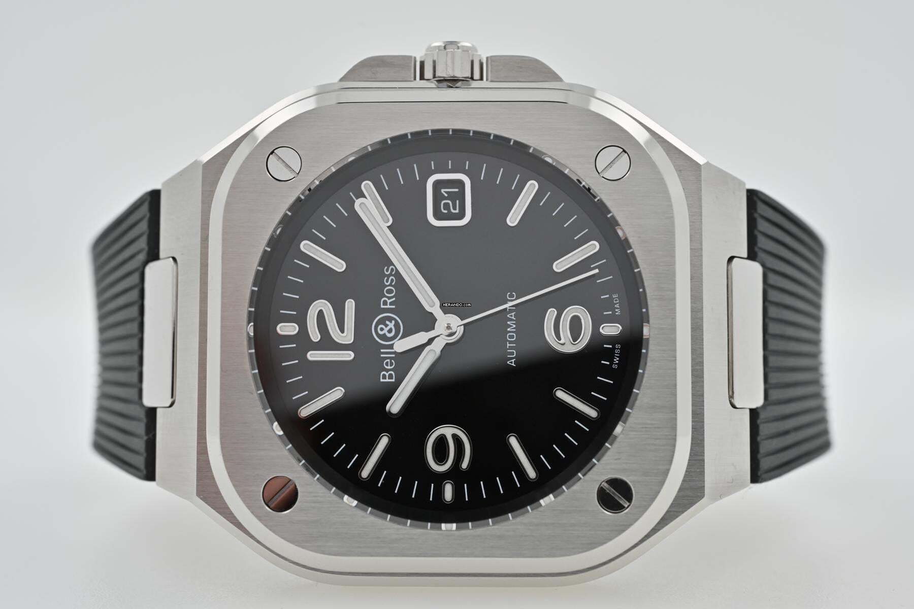 Bell & Ross BR 05 Black BR05A-BL-ST/SRB Rubber Strap