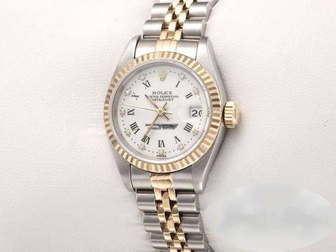 Rolex Lady-Datejust Edelstahl Gelbgold 750 Diamanten Automatik Gold Stahl Stainless Steel 18kt Yellow Gold Jubilé-band Chronometer Oyster White Dial