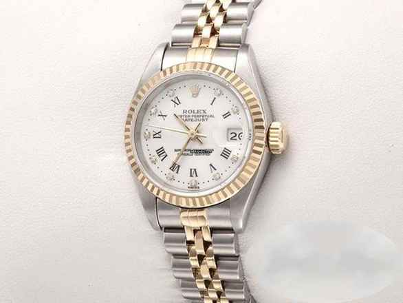  Rolex Lady-Datejust Edelstahl Gelbgold 750 Diamanten Automatik Gold Stahl Stainless Steel 18kt Yellow Gold Jubilé-band Chronometer Oyster White Dial 