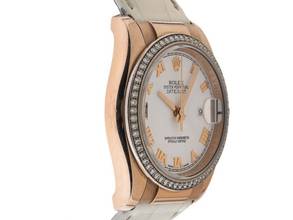 Thumbnail von Rolex Datejust 36 Ref.116185BBR 2013 LC 100 Full Set sehr gut Vintage Datejust 18kt Roségold Everose Diamanten Krokoleder Faltschließe