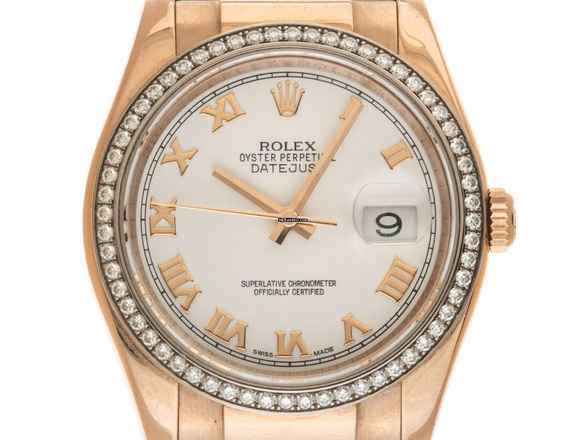  Rolex Datejust 36 Ref.116185BBR 2013 LC 100 Full Set sehr gut Vintage Datejust 18kt Roségold Everose Diamanten Krokoleder Faltschließe 