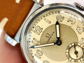 Thumbnail von Omega Classic Small Scarab Steel Vintage Art Deco калибр 26.5 SOB двухцветный циферблат