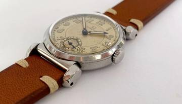 Thumbnail von Omega Classic Small Scarab Steel Vintage Art Deco калибр 26.5 SOB двухцветный циферблат