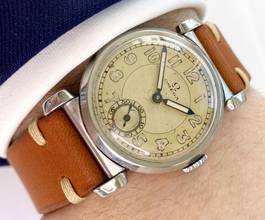 Thumbnail von Omega Classic Small Scarab Steel Vintage Art Deco калибр 26.5 SOB двухцветный циферблат