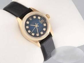 Thumbnail von Rolex Lady-Datejust Gelbgold 750 Diamanten Automatik Lederband Gold Damenuhr