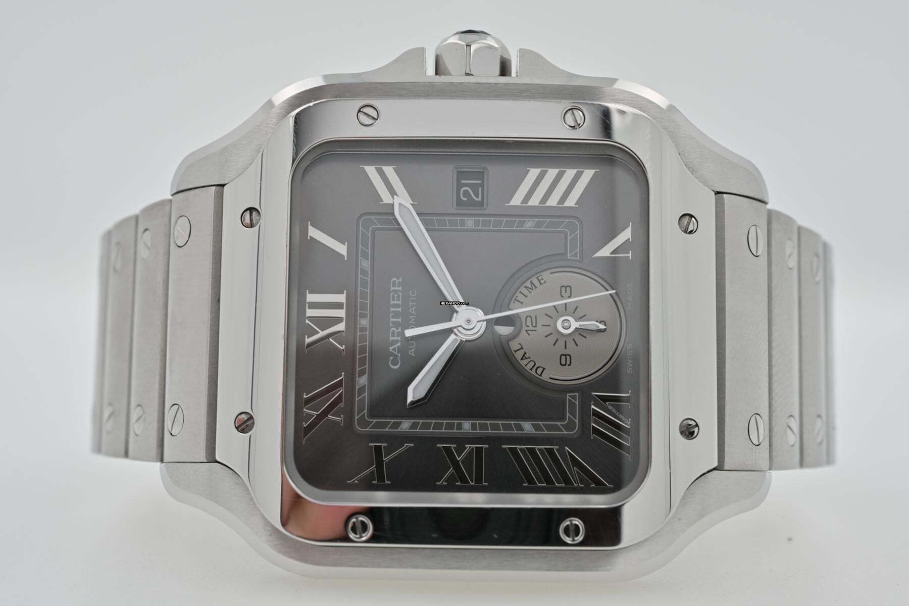 Cartier Santos de Cartier Large Grey Dial WSSA0076 Dual Time