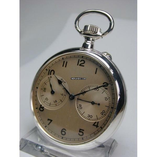 A. Lange & Söhne . Silberne Beobachtungs-Taschenuhr Auf & Ab Gangreserve